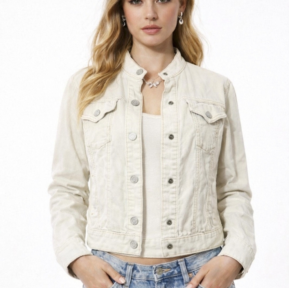 GAP Stretch Corduroy Jacket Women’s Size Medium Tan Button Front